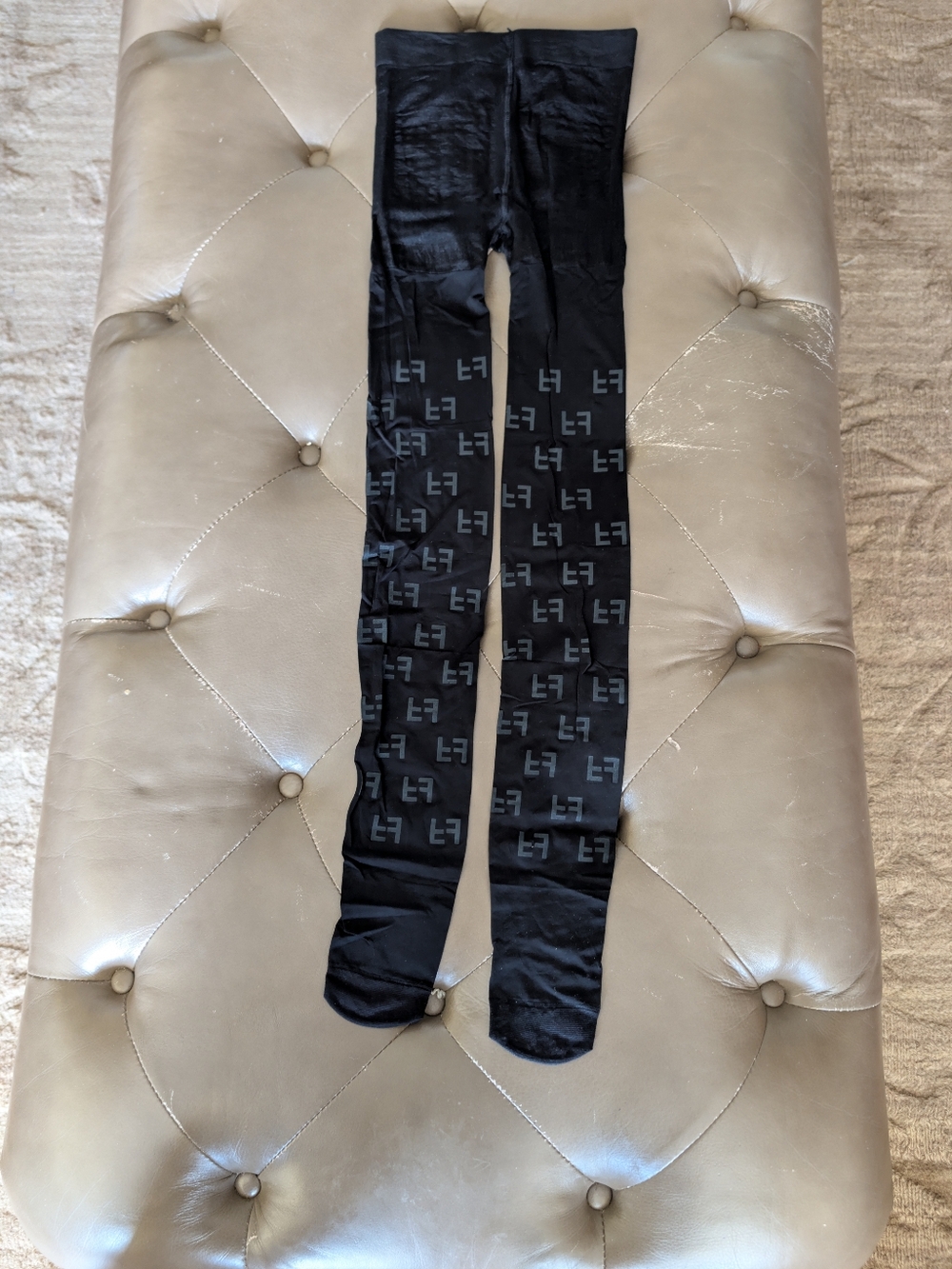 Black Fashion Monogram Stockings  Size XS-S